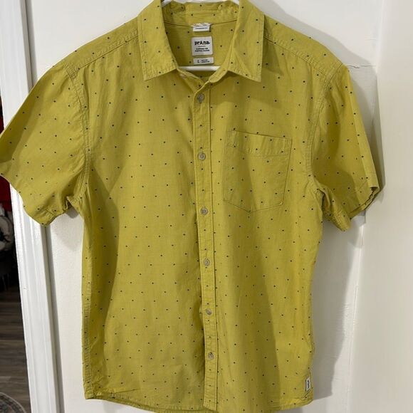 Prana Men's Yellow Short Sleeve Shirt - Picture 1 of 6